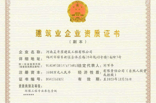 河南办理环保专包一级资质对企业主要人员有什么要求？